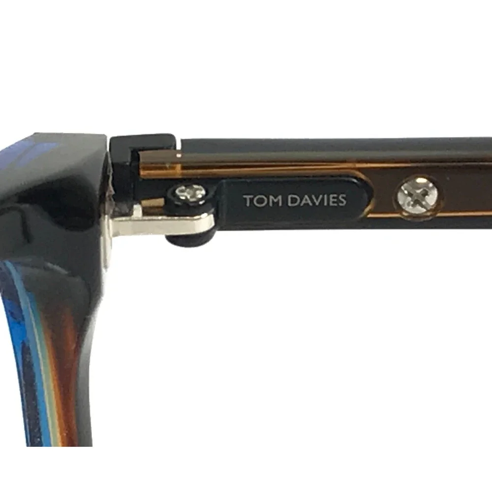 Tom Davies Eyeglasses Frame TD701 Col. 1924 Brown Blue Square Full Rim 50-19-140